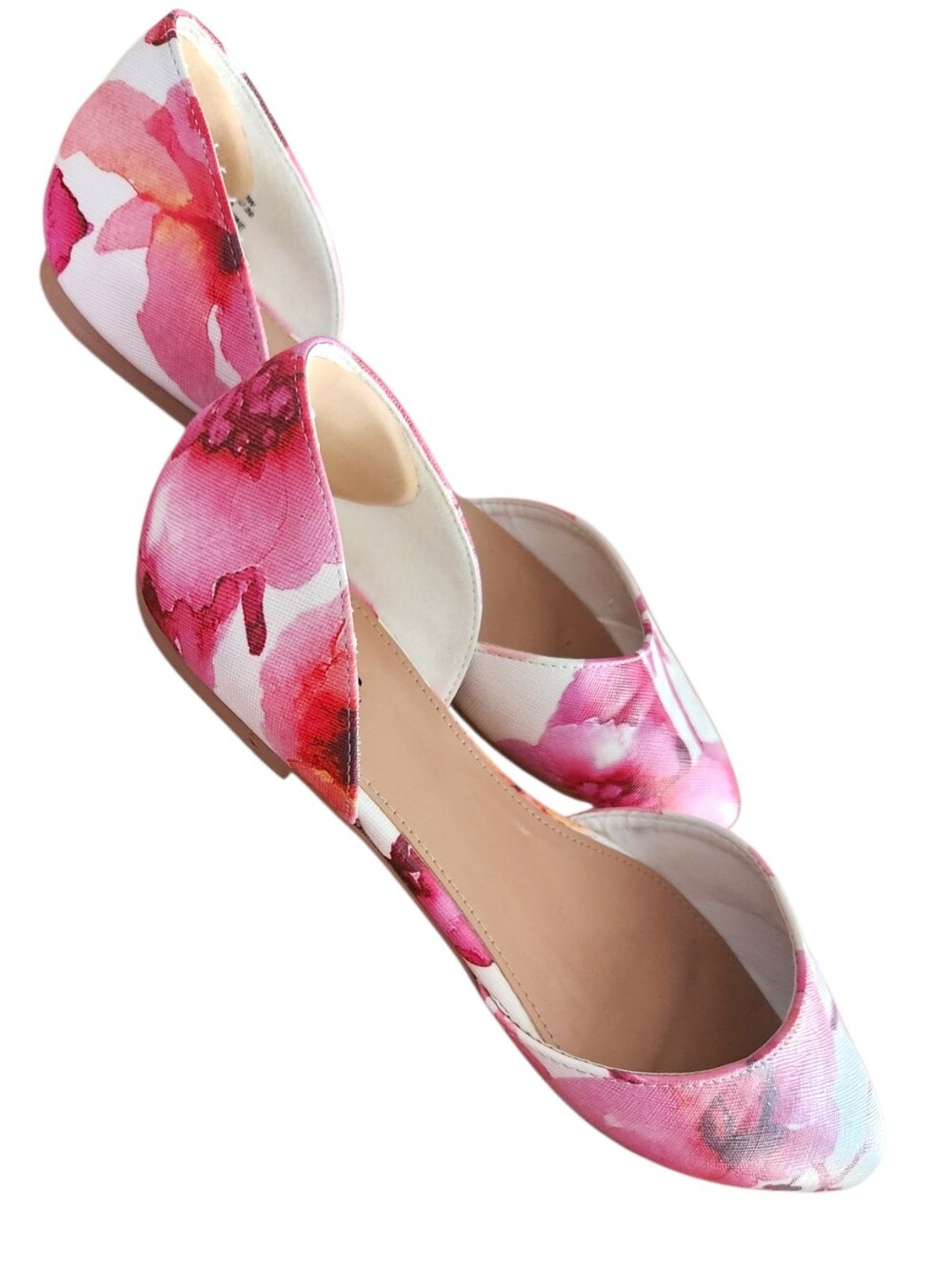 JustFab Steal The Show Pink Floral D'Orsay Flats Slip-Ons w/Box Women's Size 8.5 - Picture 4 of 15